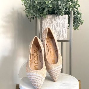 SAM EDELMAN “Shaya" Metallic Woven Flats Tan and Silver Size 8